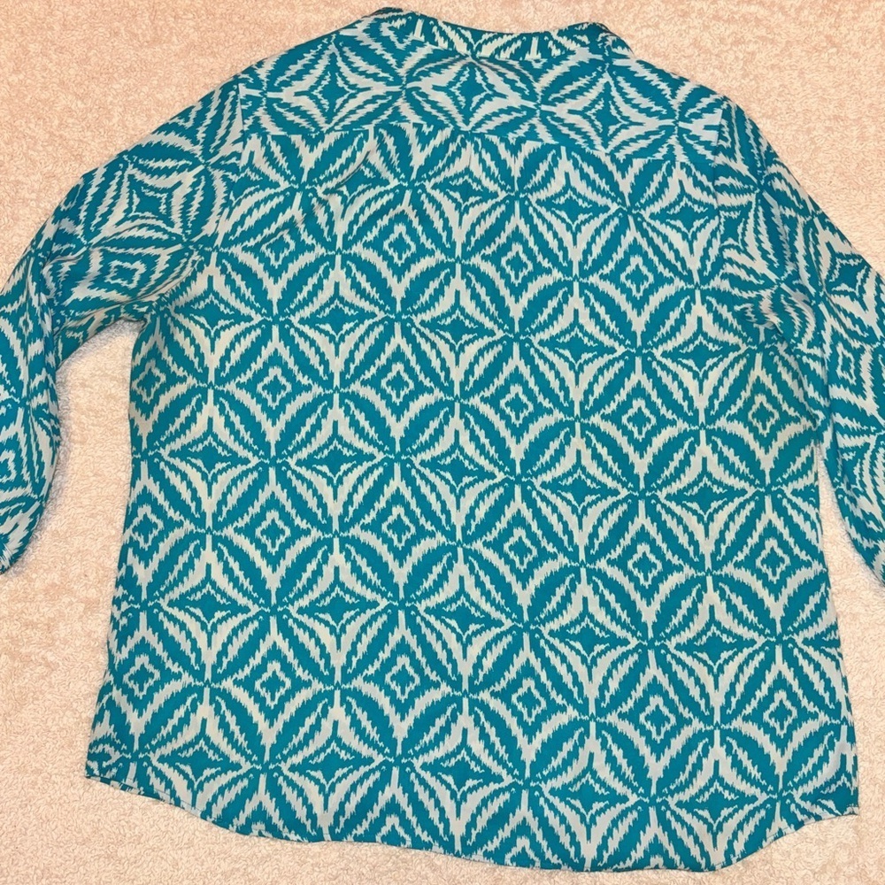 Banana Republic Blue Geometric Blouse - Picture 6 of 8